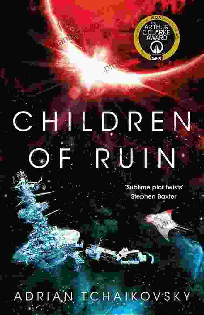 A Depiction Of The Cover Of Adrian Tchaikovsky's Children Of Time, Featuring A Vibrant Blue Background And A Silhouette Of A Futuristic Spaceship Against A Backdrop Of Stars. Children Of Time Adrian Tchaikovsky