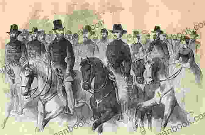 An Illustration Depicting A Group Of Armed Men On Horseback Engaged In A Shootout During The Lincoln County War. Life Of Pat F Garrett And The Taming Of The Border Outlaw